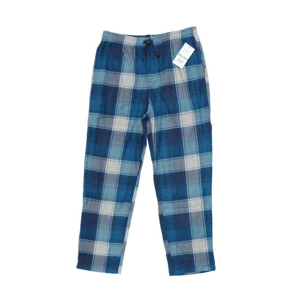 Perry Ellis Portfolio Men Fleece Plaid Sleep Pant Moroccan Blue Size L